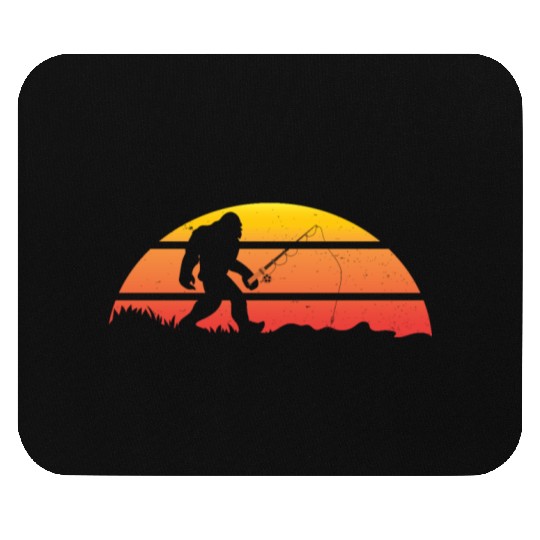 Funny Bigfoot Pole Rod Fishing Fish Sasquatch Gift Mouse Pads