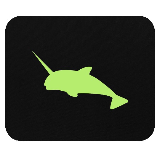 Sharp narwhal in green uniwhale Mouse Pads