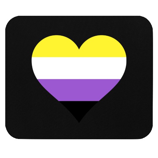 Nonbinary pride flag heart LGBTQ Mouse Pads