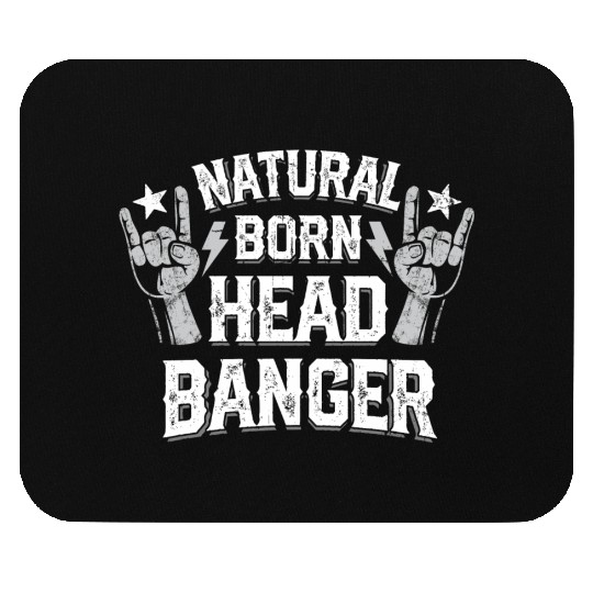 Natural born Headbanger Devil horns Heavy Metal Mouse Pads