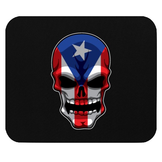 Puerto Rican Skull - Puerto Rico Pride Flag Mouse Pads