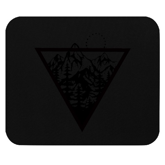 Triangle with mountains and birds Mouse Pads