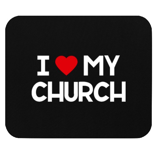 I Love My Church, Heart, Bible, Christian, Mouse Pads