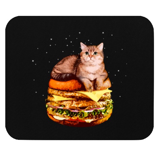 Hamburger Space Cat Funny Kitty Gift Mouse Pads