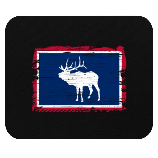 Wyoming Flag Elk Hunting Season For Deer Hunter Mouse Pads