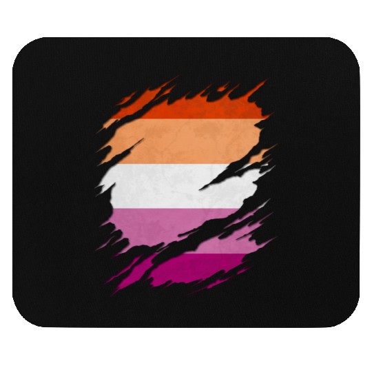 Lesbian Pride Flag Ripped Reveal Mouse Pads