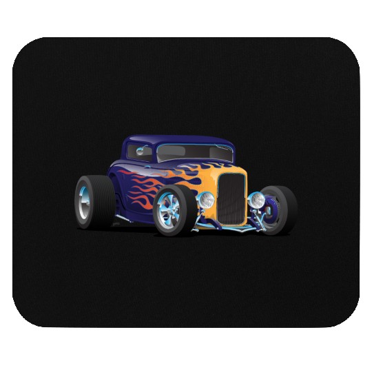 Vintage Hot Rod Car with Classic Flames Mouse Pads
