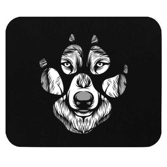 Artistic Wolf Graphic Design Wolf Paw Print Art Mouse Pads