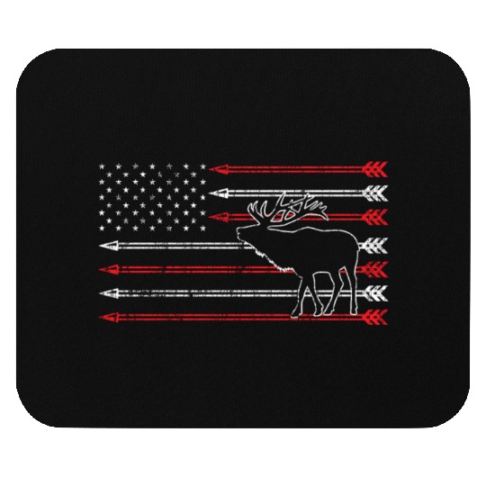 American Flag Elk Hunting Mouse Pads - Crossbow Hunting