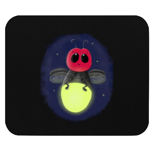Cute lightning bug firefly cartoon illustration Mouse Pads