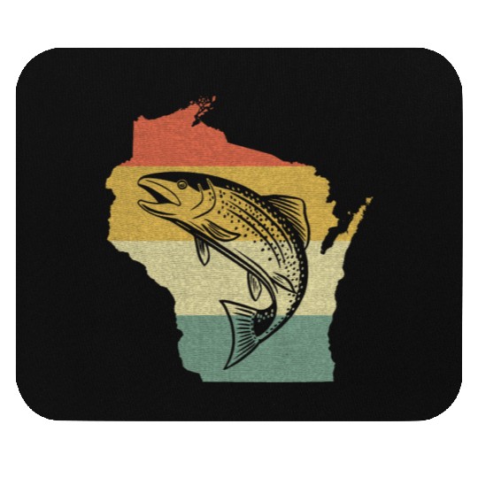 Vintage Retro Sunset Wisconsin Fishing Mouse Pads
