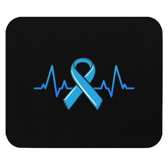 Prostate Cancer Fighter Heartbeat Mouse Pads Blue Ribbon