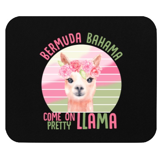Funny Pretty Llama Pink Green Floral Slogan Mouse Pads
