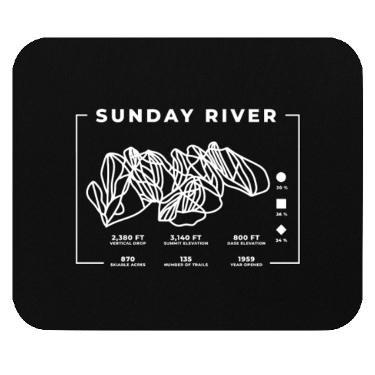 Sunday River Ski Trail Snowboard Skiing Maine Skie Mouse Pads