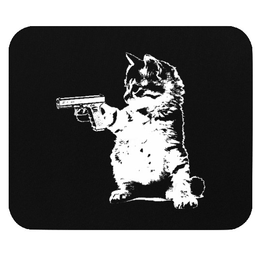 Gun Kitty Funny Cat Mouse Pads