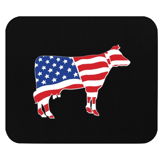 Patriotic American Flag Cow Design Mouse Pads