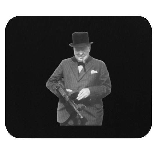 Winston Churchill Holding A Machine Gun Mouse Pads