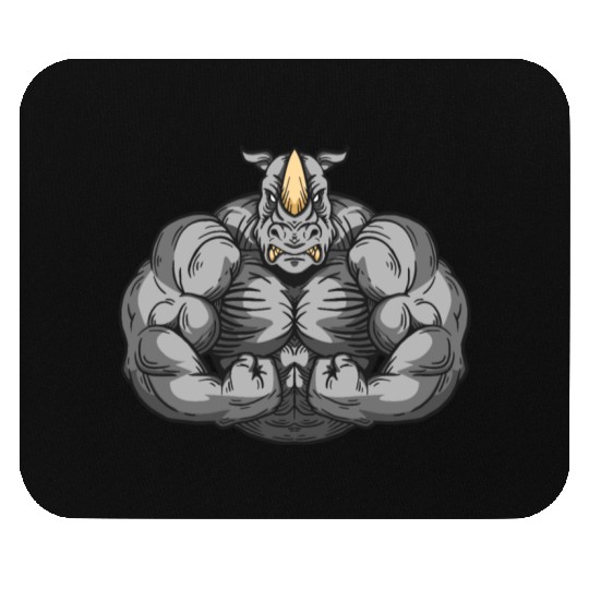 Bodybuilder Rhino Toning Rhinoceros Fitness Mouse Pads