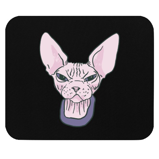 grumpy catpinkGrumpy Sphinx Cat - Purple Mouse Pads
