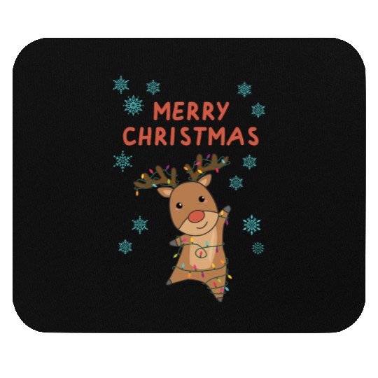 Merry Christmas Rudolph Red Nose Reindeer Snow Mouse Pads
