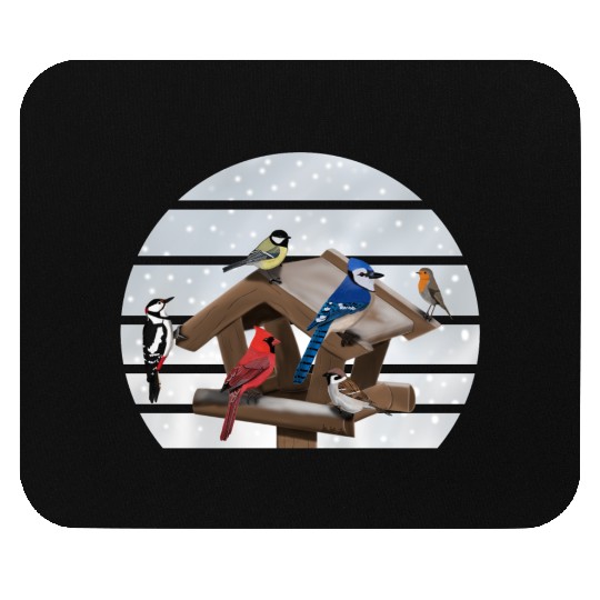 Birds Bird House Cardinal Blue Jay Robin Sparrow Mouse Pads