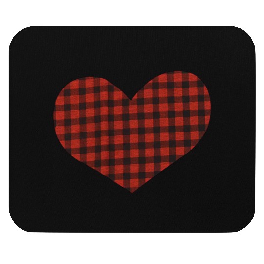 Valentine s Day Buffalo Plaid Love Heart Mouse Pads