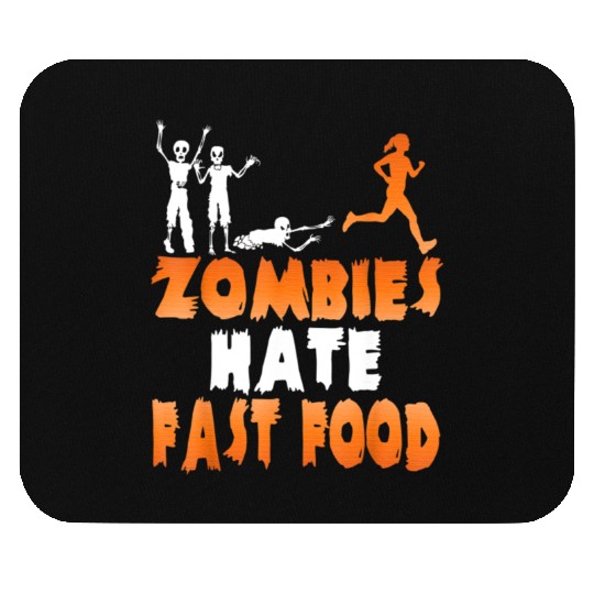 Zombies Hate Fast Food Funny Halloween Running Mouse Pads