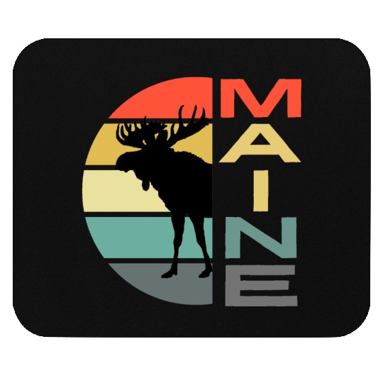 Maine Moose Retro Sunset Acadia Nature Vintage Mouse Pads