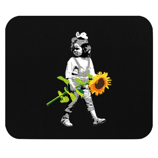 Flower Child | Girl with Sunflower - Stenci Style Mouse Pads