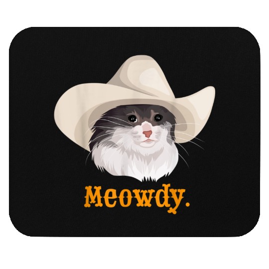 Meowdy Sad Cat Wearing a Cowboy Hat Meme Mouse Pads
