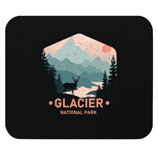Vintage Glacier National Park Deer Mountains Gift Mouse Pads