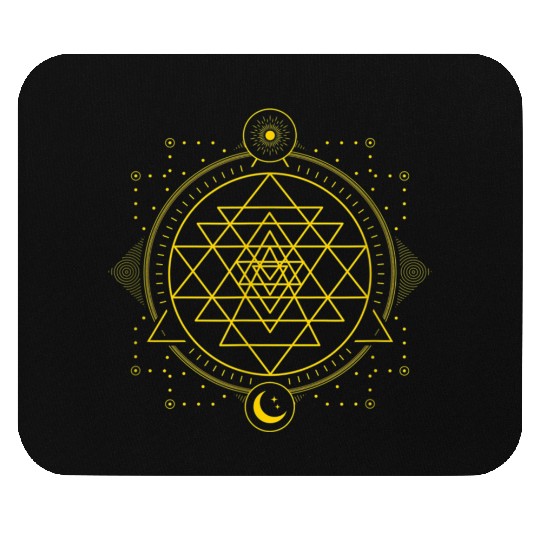 Sri Yantra Geometry Chakra Sun and Moon Mouse Pads