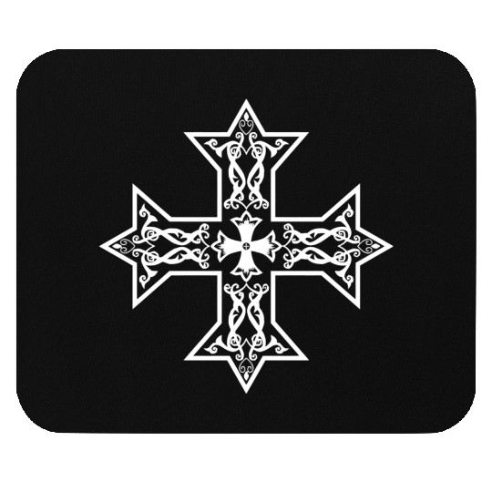 Coptic Orthodox Cross White Mouse Pads
