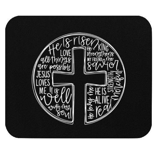 Cross With Words He is Risen Mouse Pads