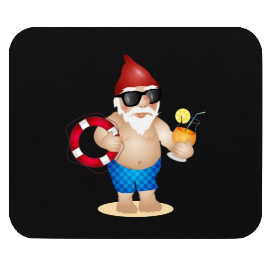 Garden gnome with swimming trunks and lifebuoy Mouse Pads