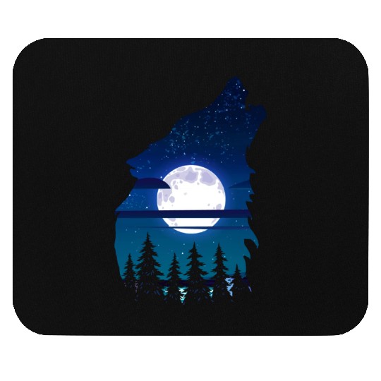 Howling wolf full moon forest howling wild Mouse Pads
