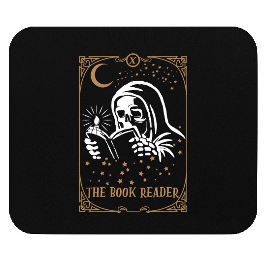 The Book Reader Tarot Card Hooded Skeleton Reading Mouse Pads