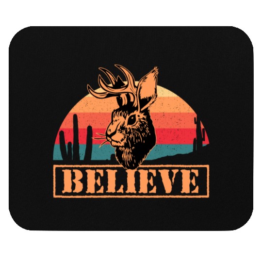 Believe in Jackalope Mythical Animal Jackrabbit Mouse Pads