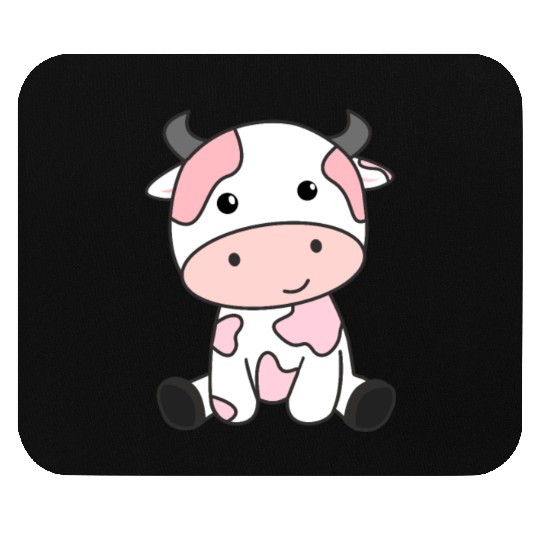 Strawberry Cow Cute Pink Strawberry Cow Kawaii Mouse Pads