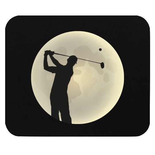 Golfer Silhouette Golf Golfer Moon Full Moon Mouse Pads