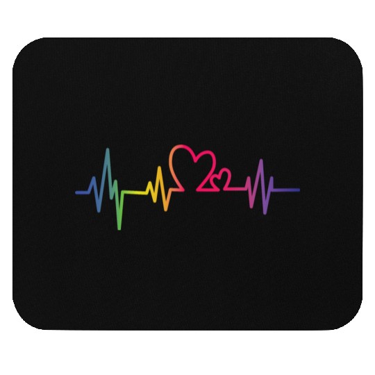 Pride Rainbow heart beat Mouse Pads
