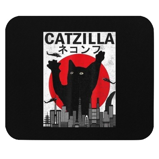 Vintage Catzilla Japanese Sunset Style Mouse Pads