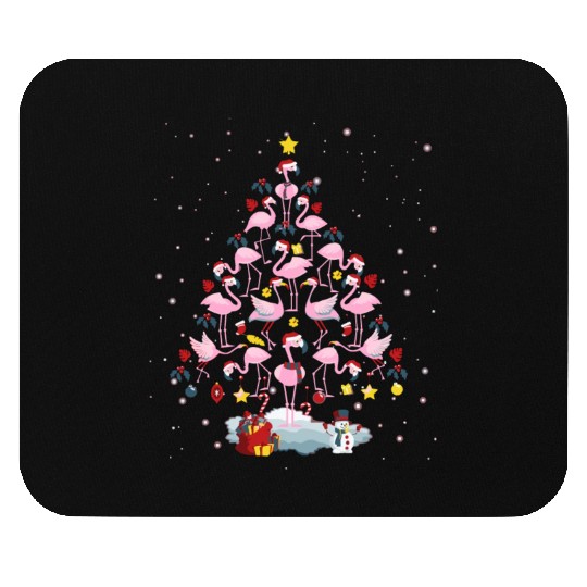 Flamingo Christmas Tree Funny Flamingo Lover Xmas Mouse Pads