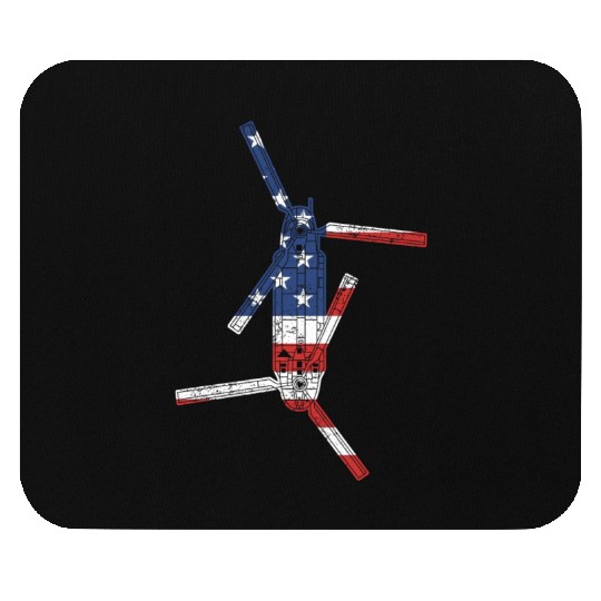 CH47 Chinook Military Helicopter American Flag Mouse Pads