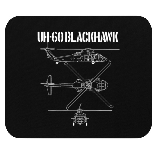 Blackhawk Schematic Military Helicopter UH-60black Mouse Pads