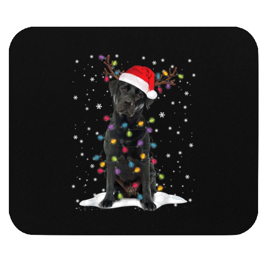 Black Lab Labrador Christmas Tree Light Pajama Dog Mouse Pads