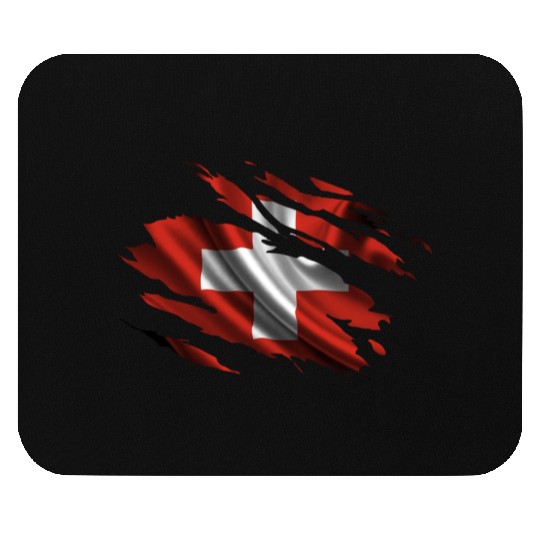 Switzerland Ripped Flag Mouse Pads