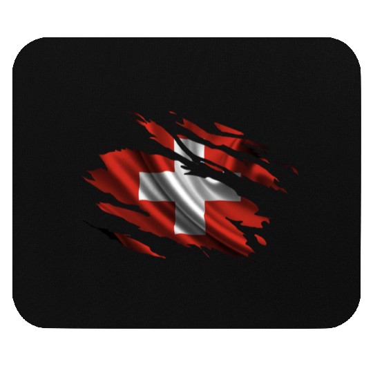 Switzerland Ripped Flag Mouse Pads