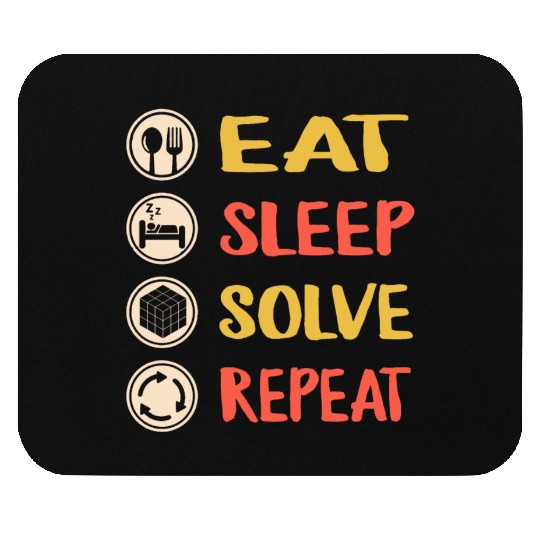 Rubiks Cube Mouse Pads, Vintage Eat Sleep Solve Repeat