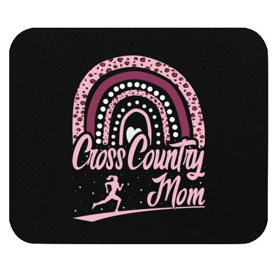 Cross Country Mom Leopard Rainbow Running Girl Mouse Pads